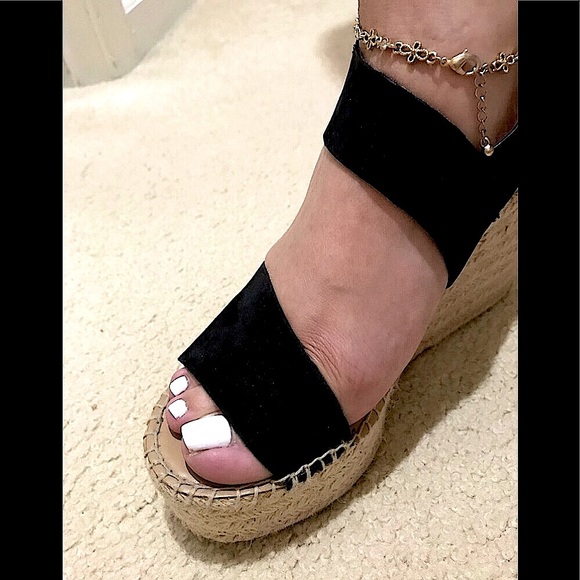 🆕🔥FRANCO SARTO ESPADRILLE BLACK💯SUEDE&💯LEATHER SEXY&CHIC&WOOVEN WEDGES!! - Picture 2 of 15